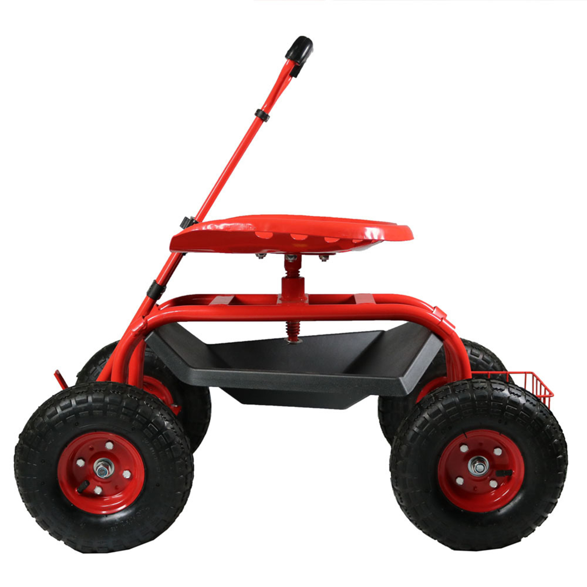 Sunnydaze Decor Rolling Garden Cart - 300-Lb. Capacity, Swivel Seat, Extendable Handle, Red, Model# QH-ESRC004-RD